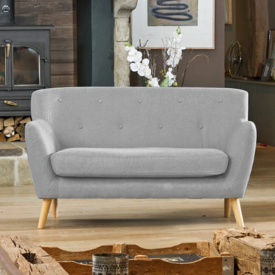 Lynwood 137Cm Wide Light Grey 2 Seat Textured Fabric Scandi Sofa With Both Light And Dark Wooden Legs from B&Q