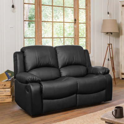 Glendale 150Cm Wide Black Bonded Leather 2 Seat Manually Operated Recliner Sofa from B&Q