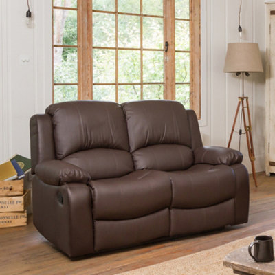 Glendale 150Cm Wide Brown Bonded Leather 2 Seat Manually Operated Recliner Sofa from B&Q