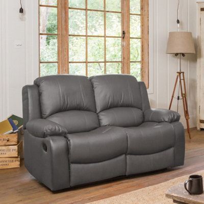 Glendale 150Cm Wide Grey Bonded Leather 2 Seat Manually Operated Recliner Sofa from B&Q