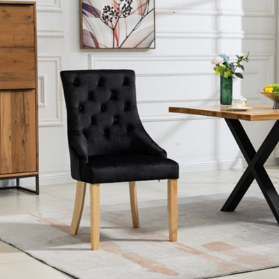 B&Q Ravenna Velvet Dining Chairs - Set Of 2 - Black