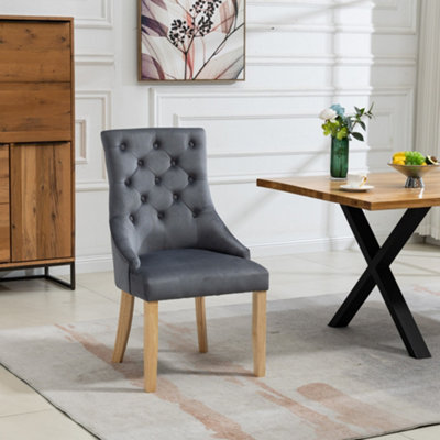 Ravenna Velvet Dining ChairsSet Of 2Grey from B&Q