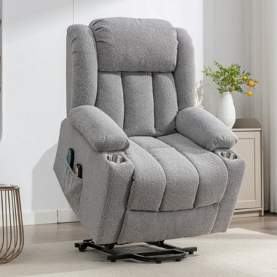 B&Q Lovell Electric Lift Assist Riser Recliner With Massage And Heat - Grey