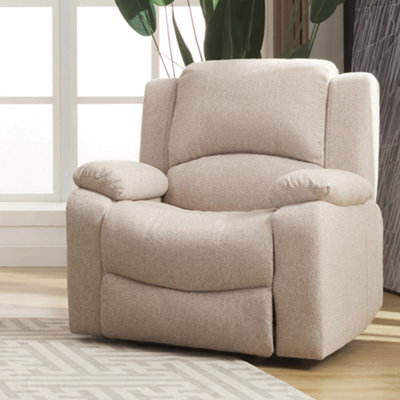 B&Q Beige Marldon Wide Fabric Manual Recliner Armchair 92Cm