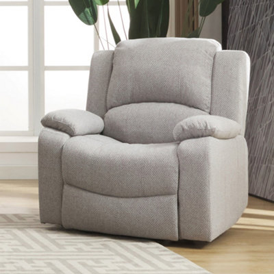 B&Q Light/Grey Marldon Wide Fabric Manual Recliner Armchair 92Cm