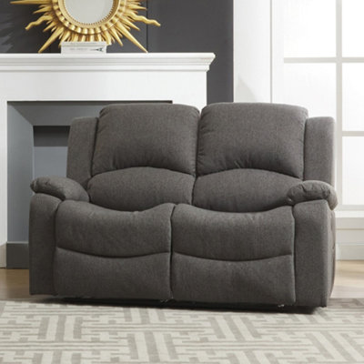 B&Q Dark/Grey Marldon Wide Fabric 2 Seat Manually Reclining 2 Seat Sofa 150Cm
