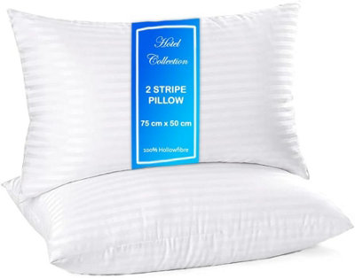 Tt Threadtrade Stripe Soft Pillows Bounce Back Anti Allergic Hollowfibre Comfortable Breathable Easy Care Pack Of 2 from B&Q