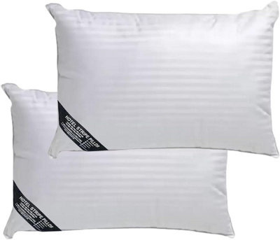 Tt Threadtrade Ultra Soft Stripe Pillows Anti-Allergic Hollowfibre Bounce Back Breathable White Pack Of 2 from B&Q