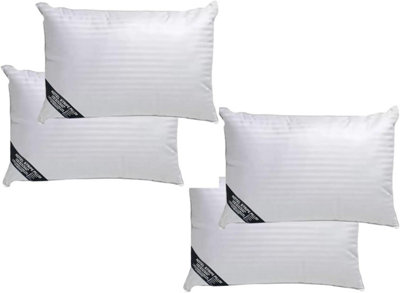 Tt Threadtrade Ultra Soft Stripe Pillows Anti-Allergic Hollowfibre Bounce Back Breathable White Pack Of 4 from B&Q