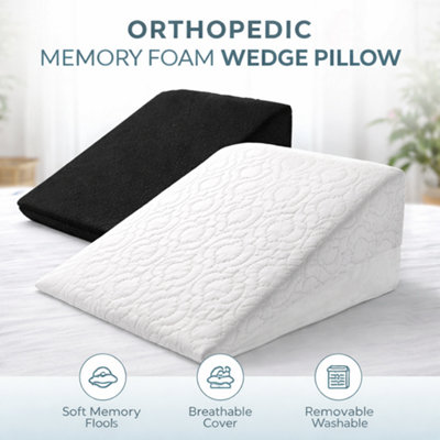 Tt Threadtrade Bed Wedge Pillow Cushion Orthopaedic Neck Back Support Acid Reflux Foam Fill Washable Cover White from B&Q