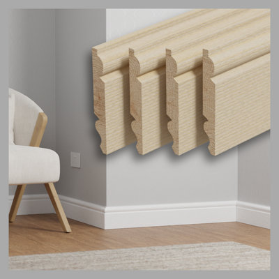  - Torus Pine Skirting Boards 120mm X 20mm X 4.2M. 4 Lengths In A Pack