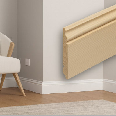  - Ogee Pine Skirting Boards 120mm X 20mm X 3.9M. 4 Lengths In A Pack