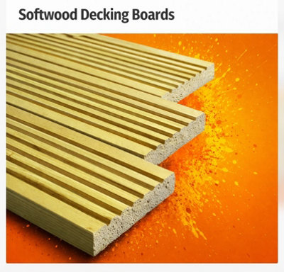 Decking Board 2.4M (120X28mm) Fully Treated (Pack Of 5) Free Delivery from B&Q