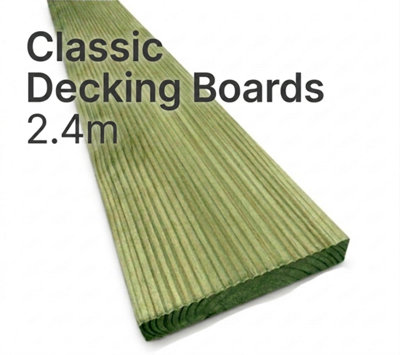 Classic Decking Board 2.4M ( 120X21mm) Fully Treated (Pack Of 5) from B&Q