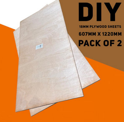 Hardwood Plywood  (Pack Of 2 )  Sheets   (L)607mm (W)1220mm (T)18mm- Inc Delivery from B&Q