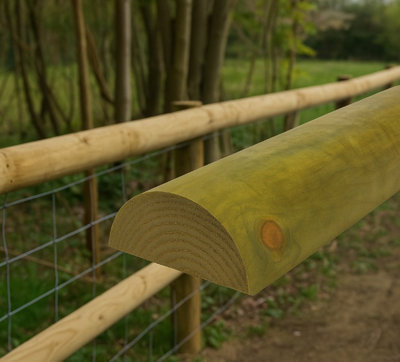  - Machined Half Round Rail  (Pack Of 2) Treated 3.6M X 100mm  Inc Delivery