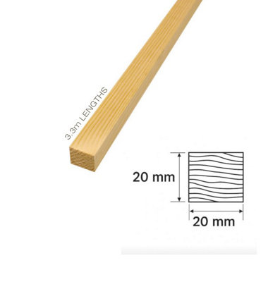Pine Softwood 20X20 Battens Par (3.0M Long) Pack Of 10 (Delivery Inc) from B&Q