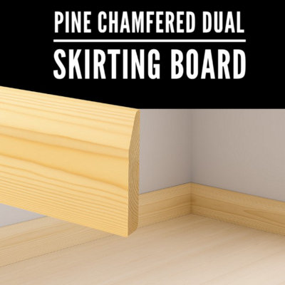  - 6" Pine Chamfered / Pencil Round Skirting Board (L)1.8M (W)145mm (T)15mm (Pack Of 8) Free Delivery