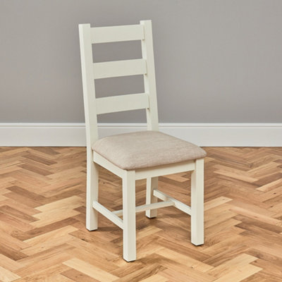 The Furniture Market Cotswold Cream Painted Dining Chair With Fabric Seat from B&Q