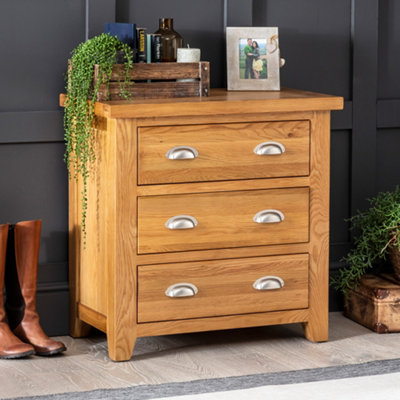 The Furniture Market Cheshire Oak 3 Drawer Compact Chest from B&Q