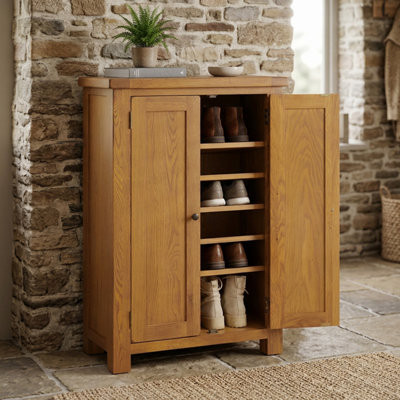 The Furniture Market Rustic Oak Shoe Storage Cupboard from B&Q