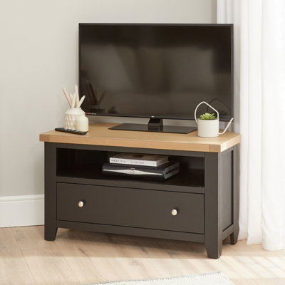 The Furniture Market Cheshire Black Painted Oak Corner Tv Unit Up To 46 Widescreen Size from B&Q