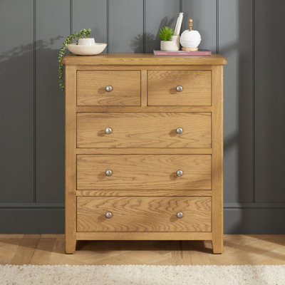 The Furniture Market Cotswold Rustic Smoked Oak 2 Over 3 Chest from B&Q