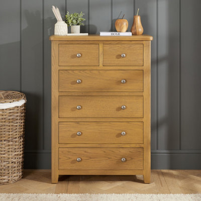 The Furniture Market Cotswold Rustic Smoked Oak 2 Over 4 Chest from B&Q