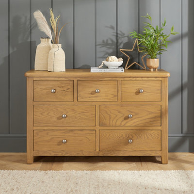 The Furniture Market Cotswold Rustic Smoked Oak 3 Over 4 Chest from B&Q