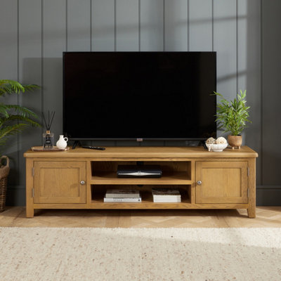 The Furniture Market Cotswold Rustic Smoked Oak Large Widescreen Tv Unit Stand Up To 80 Tv Size from B&Q