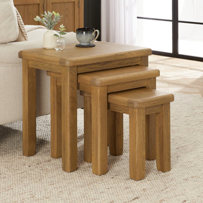 The Furniture Market Cotswold Rustic Smoked Oak Nest Of 3 Tables from B&Q
