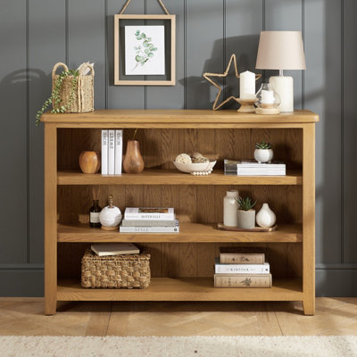 The Furniture Market Cotswold Rustic Smoked Oak Wide Low Bookcase from B&Q