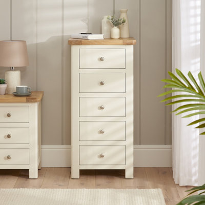 The Furniture Market Marbury Cream 5 Drawer Tallboy Chest from B&Q