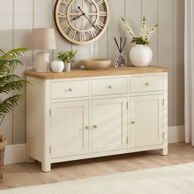 The Furniture Market Marbury Cream Painted Large 3 Drawer 3 Door Sideboard from B&Q