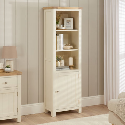 The Furniture Market Marbury Cream Painted Tall Narrow Bookcase With 1 Door Cupboard from B&Q