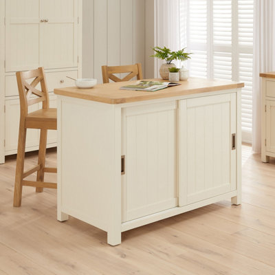 The Furniture Market Marbury Cream Painted Kitchen Island Counter With Breakfast Bar Table Top (2 Seater) from B&Q