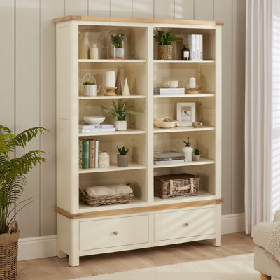 The Furniture Market Marbury Cream Painted Extra Large Grand Double Library Bookcase With 2 Drawers from B&Q