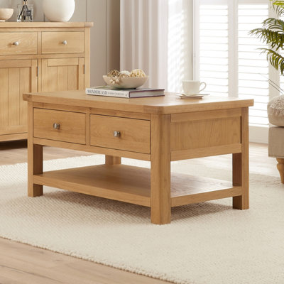 The Furniture Market Marbury Oak 2 Drawer Coffee Table With Shelf from B&Q