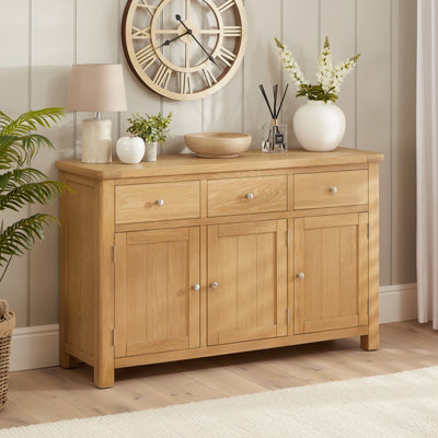 The Furniture Market Marbury Oak Large 3 Drawer 3 Door Sideboard from B&Q