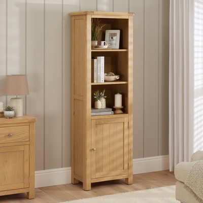 The Furniture Market Marbury Oak Tall Narrow Bookcase With 1 Door Cupboard from B&Q