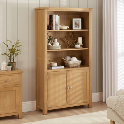 The Furniture Market Marbury Oak Tall Wide Bookcase With 2 Door Cupboard from B&Q