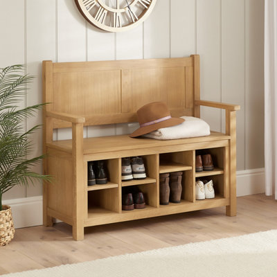 The Furniture Market Marbury Oak Monks Hallway Bench With Shoe Storage from B&Q