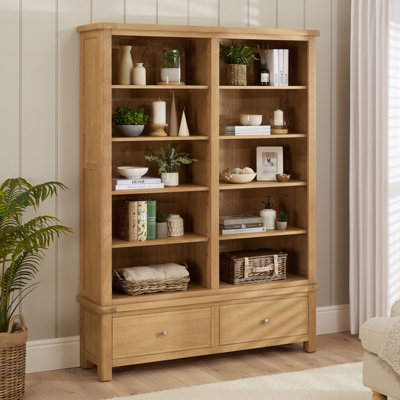The Furniture Market Marbury Oak Extra Large Grand Double Library Bookcase With 2 Drawers from B&Q