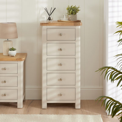 The Furniture Market Marbury Putty Grey 5 Drawer Tallboy Chest from B&Q