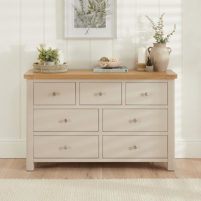 The Furniture Market Marbury Putty Grey Painted 3 Over 4 Drawer Wide Chest from B&Q