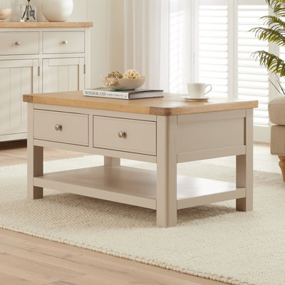 The Furniture Market Marbury Putty Grey Painted 2 Drawer Coffee Table With Shelf from B&Q