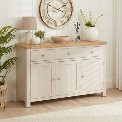 The Furniture Market Marbury Putty Grey Painted Large 3 Drawer 3 Door Sideboard from B&Q