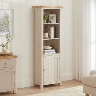 The Furniture Market Marbury Putty Grey Painted Tall Narrow Bookcase With 1 Door Cupboard from B&Q