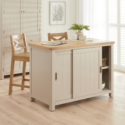 The Furniture Market Marbury Putty Grey Painted Kitchen Island Counter With Breakfast Bar Table Top (2 Seater) from B&Q