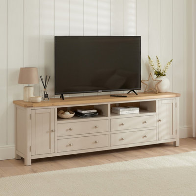 The Furniture Market Marbury Putty Grey Painted Xxl Widescreen Tv Unit Stand Up To 100 Tv Size from B&Q